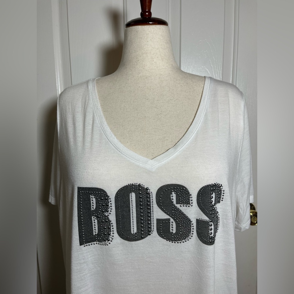 Lane Bryant White 'BOSS' Graphic Tee - Picture 2 of 7